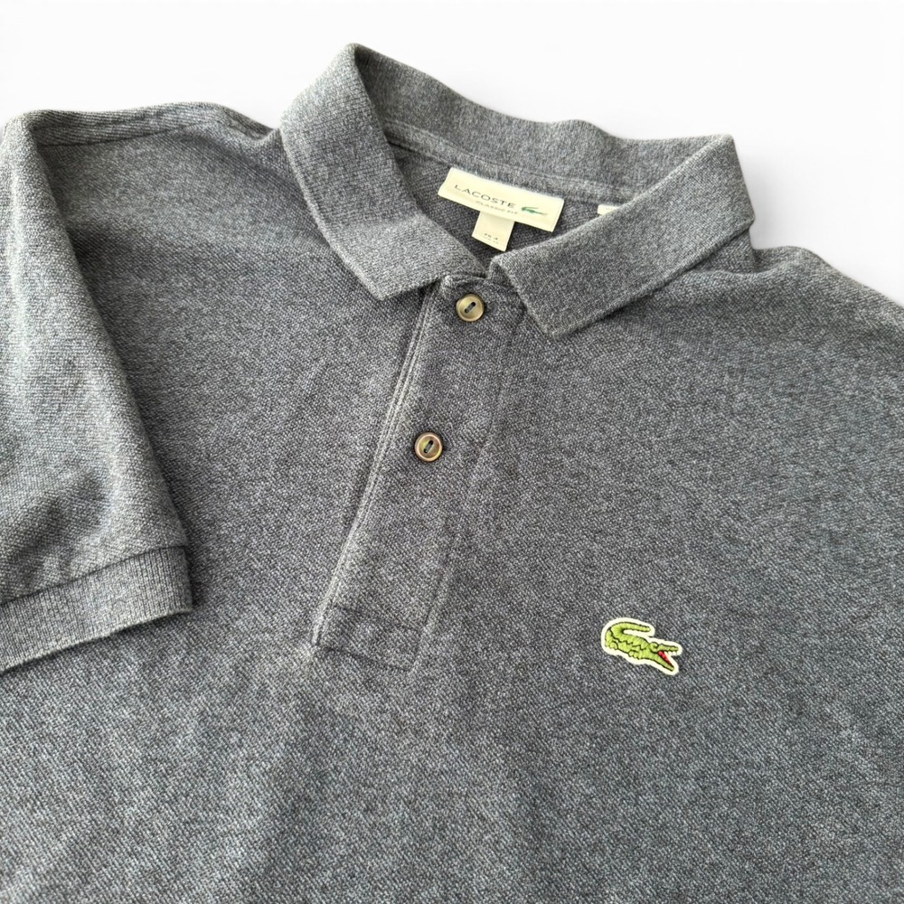 Lacoste Golf Polo Men M 4 Gray Classic Fit Short Sleeve Pique Cotton Croc Logo